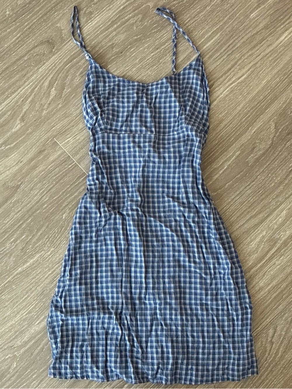 Brandy Melville Blue Plaid Spaghetti Strap Slip Dress